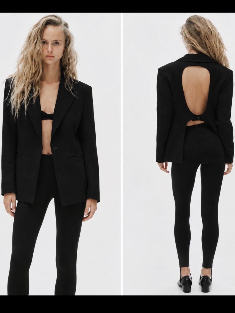 Zara NWT Black Oversized Blazer Open Back Cutout Size Large 5247/782/800